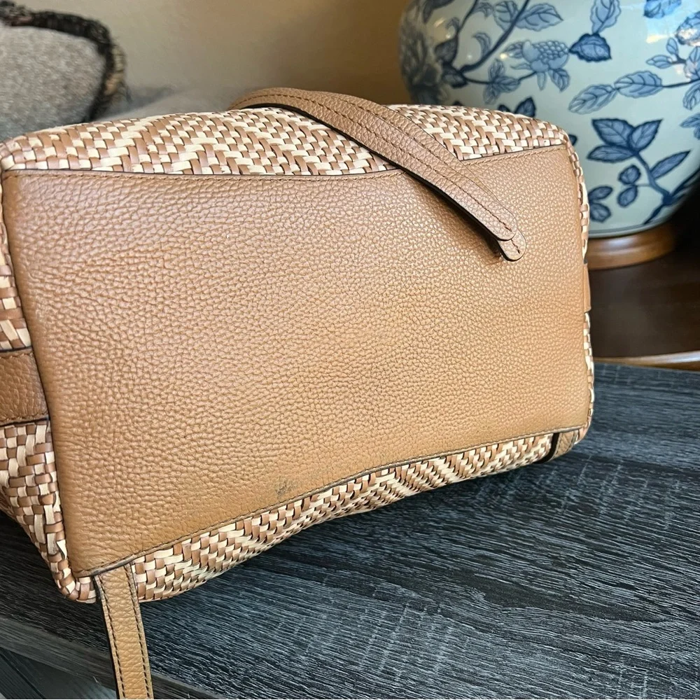 Michael Kors Junie Leather Woven Basket Backpack